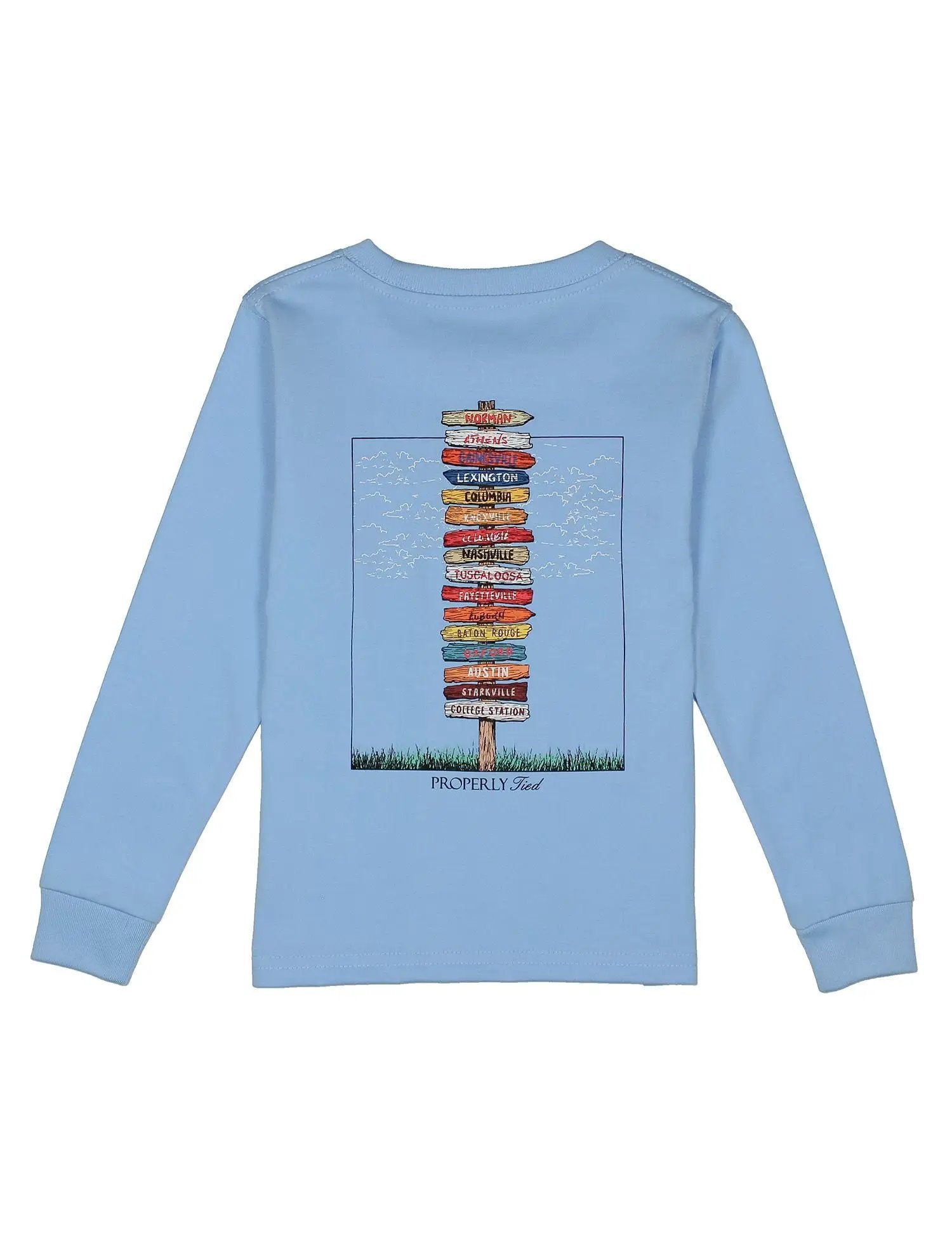 Properly Tied Boys Southeastern Showdown Long Sleeve Shirt - Light Blue