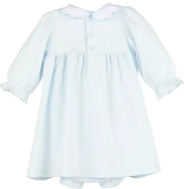 Luli & Me Girls Blue Warm Winter Home Smock Dress by Luli & Me