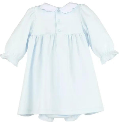 Luli & Me Girls Blue Warm Winter Home Smock Dress by Luli & Me