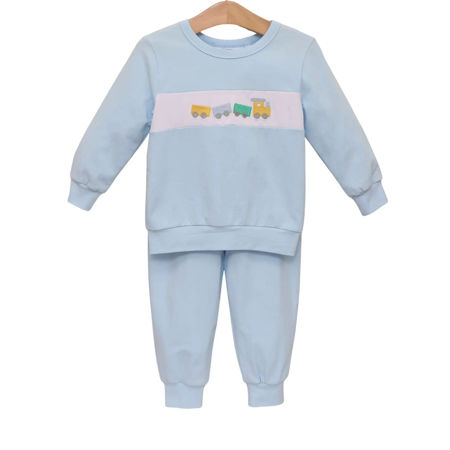 Trotter Street Kids Boys Blue Train Jogger Set