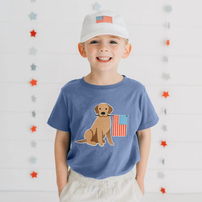 Sweet Wink Boys T-Shirt - Indigo Patriotic Pup Patch by Sweet Wink