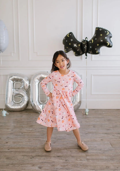 Ollie Jay Girls Gwendolyn Dress - Hippie Halloween Ghosts & Pumpkins by Ollie Jay