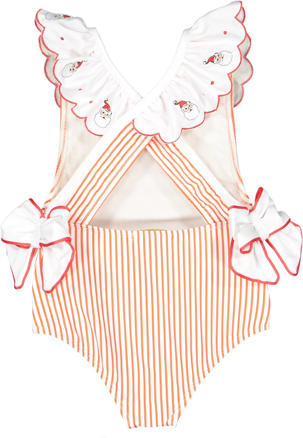 Sal & Pimenta Girls Holiday Red Stripe Santa One Piece Swimsuit