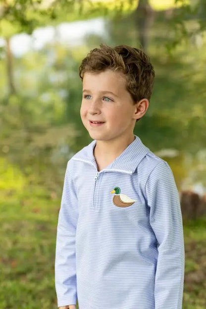 Trotter Street Kids Boys Blue Mallard Quarter Zip Pullover