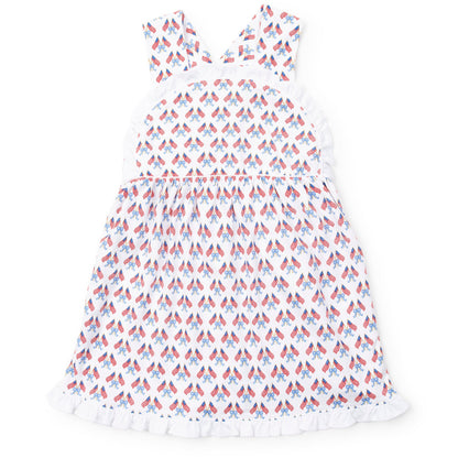 Lila & Hayes Girls Eden Sun Dress - Flag Stars & Stripes & Bows by Lila & Hayes