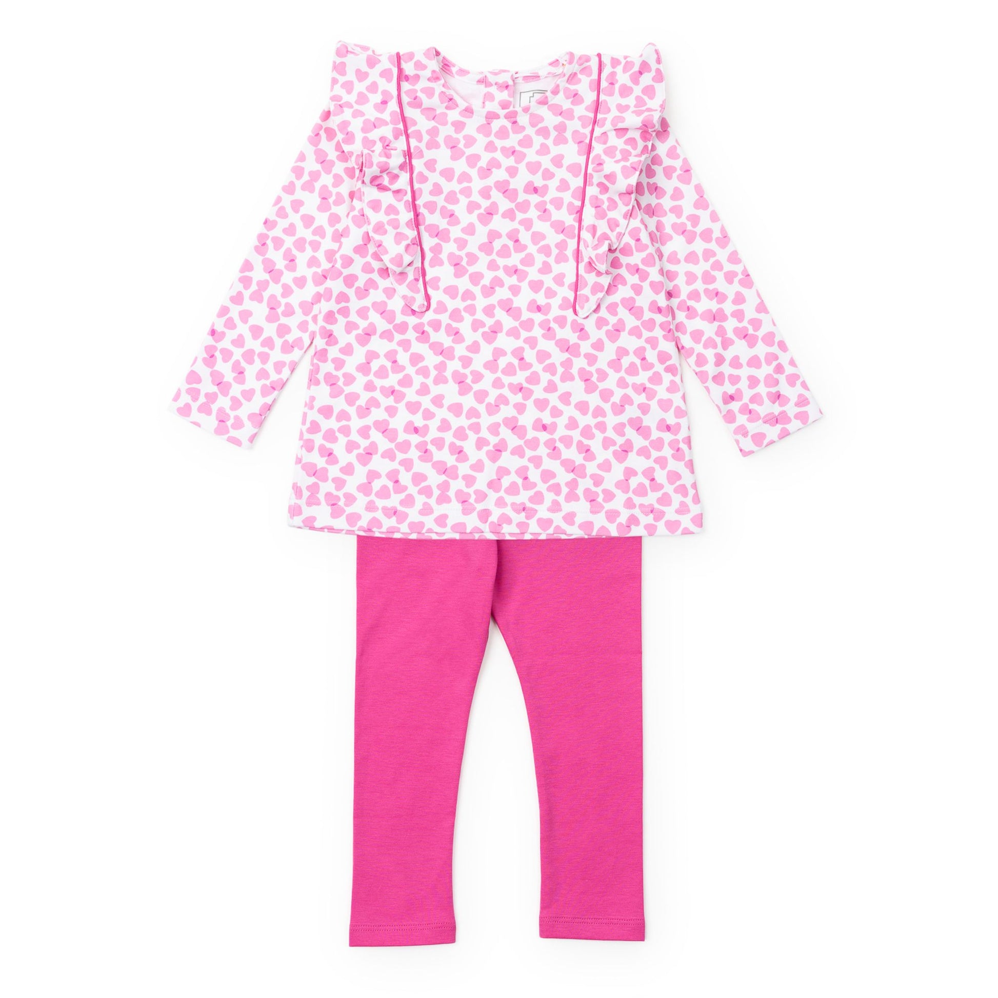 Lila & Hayes Girls Olive Legging Set - Pink Confetti Hearts