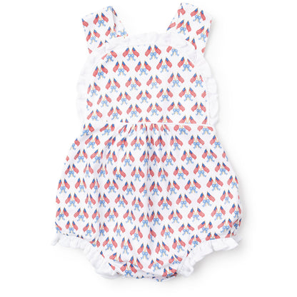 Lila & Hayes Baby Girls Eloise Bubble - Flag Stars & Stripes & Bows by Lila & Hayes