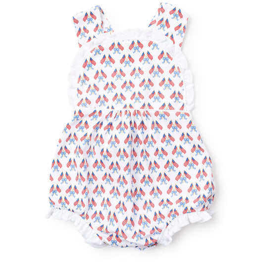 Lila & Hayes Baby Girls Eloise Bubble - Flag Stars & Stripes & Bows by Lila & Hayes