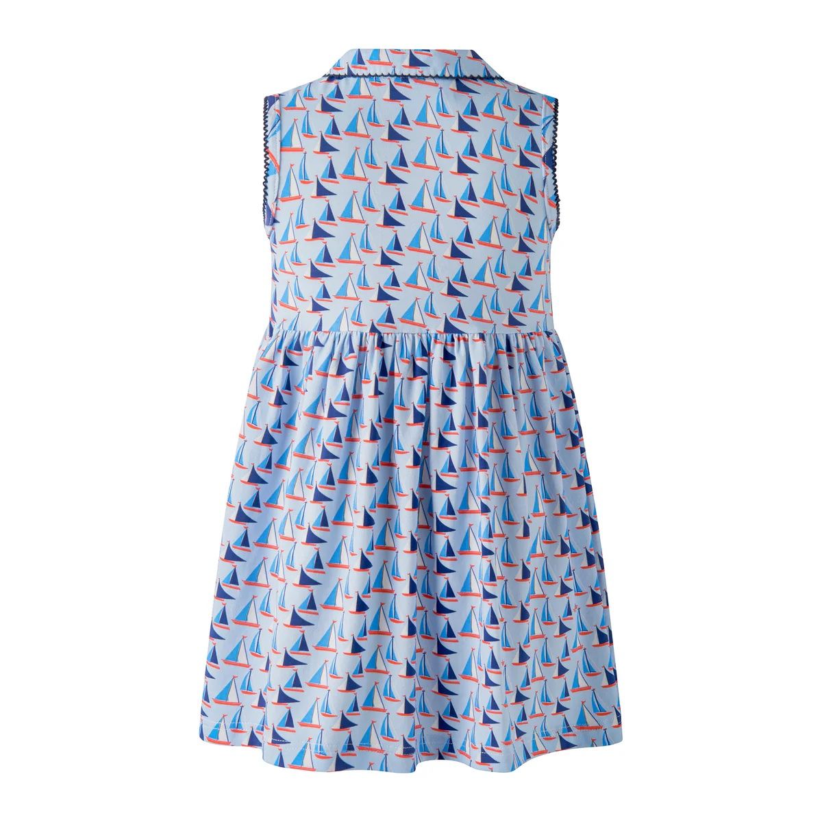 Rachel Riley London Girls Blue Sailboat Jersey Dress