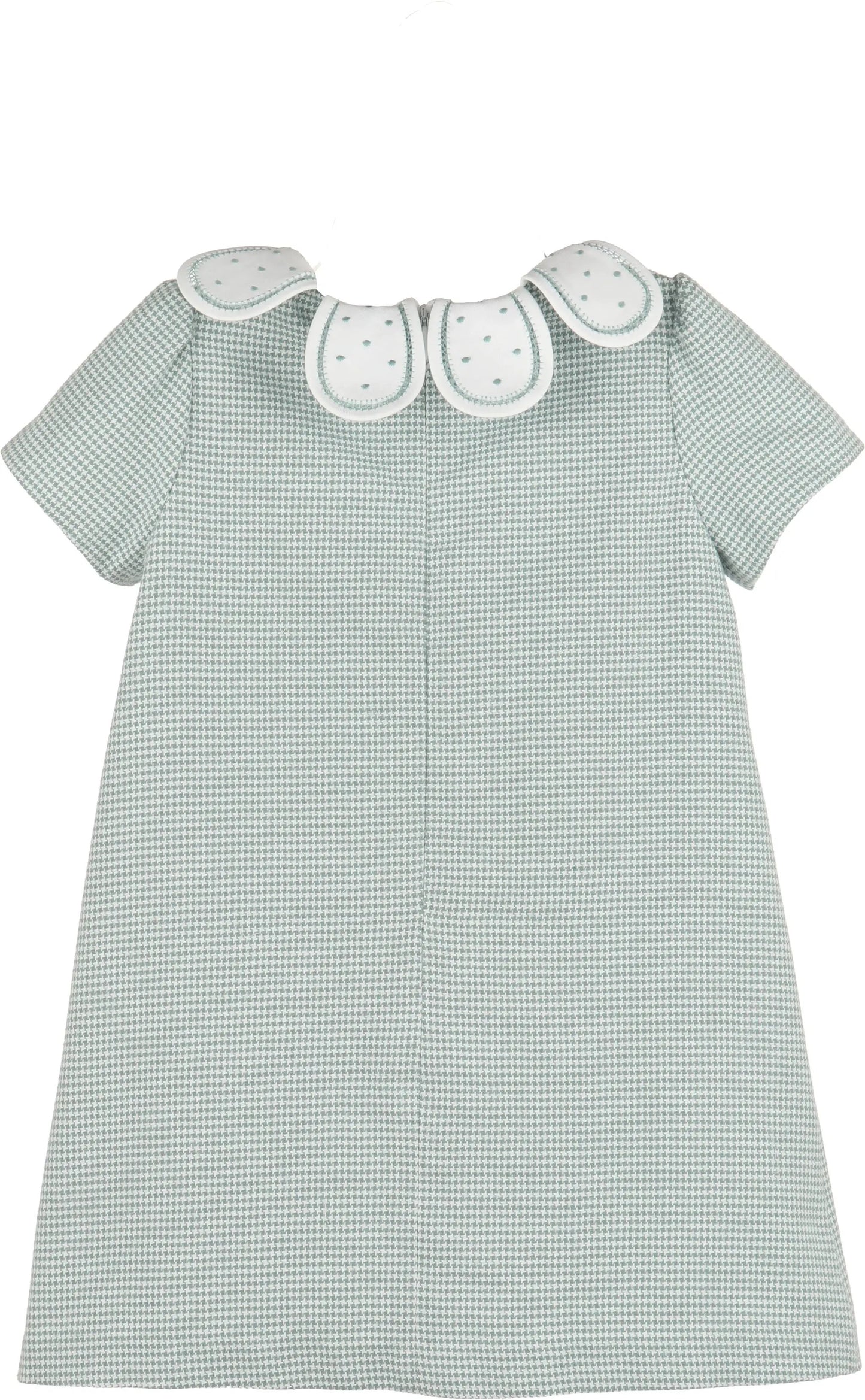 Luli & Me Girls Green Checks Petal Collar Dress