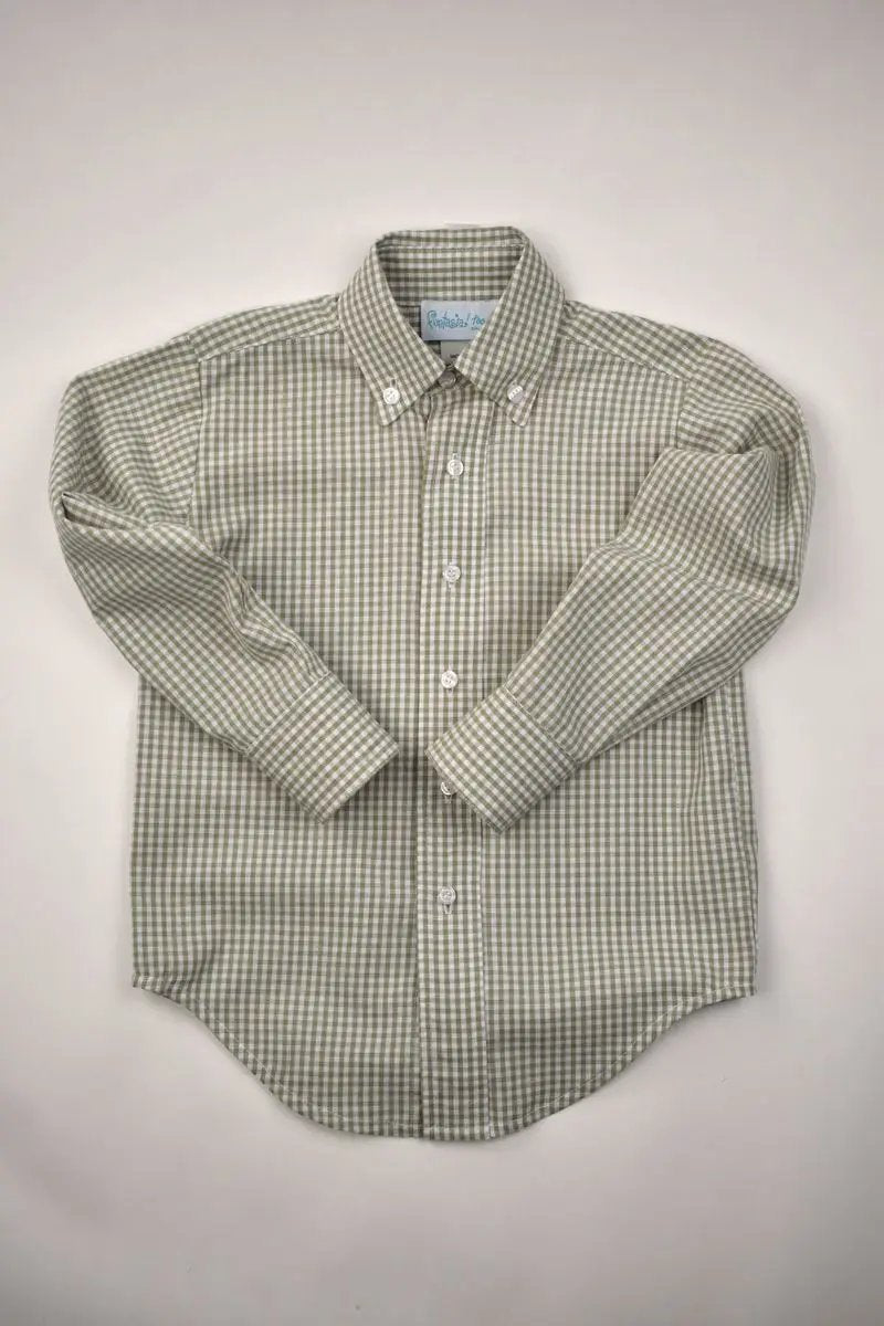 Funtasia Too Boys Button Down Shirt - Sage Green Checks