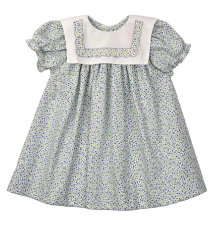 Funtasia Too Girls Blue Floral Dress - Square Collar