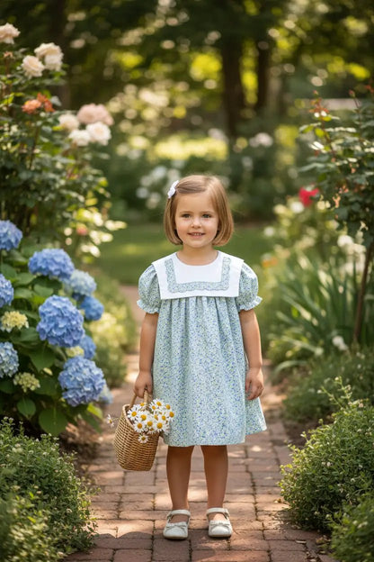 Funtasia Too Girls Blue Floral Dress - Square Collar by Funtasia