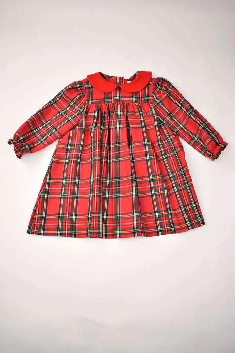 Funtasia Too Girls Red Holiday Plaid Float Dress with Collar
