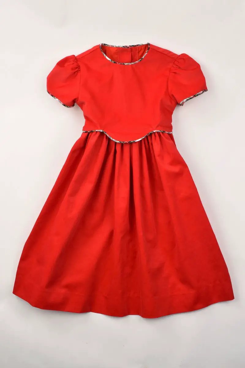 Funtasia Too Girls Red Corduroy Christmas Dress - Plaid Cording by Funtasia