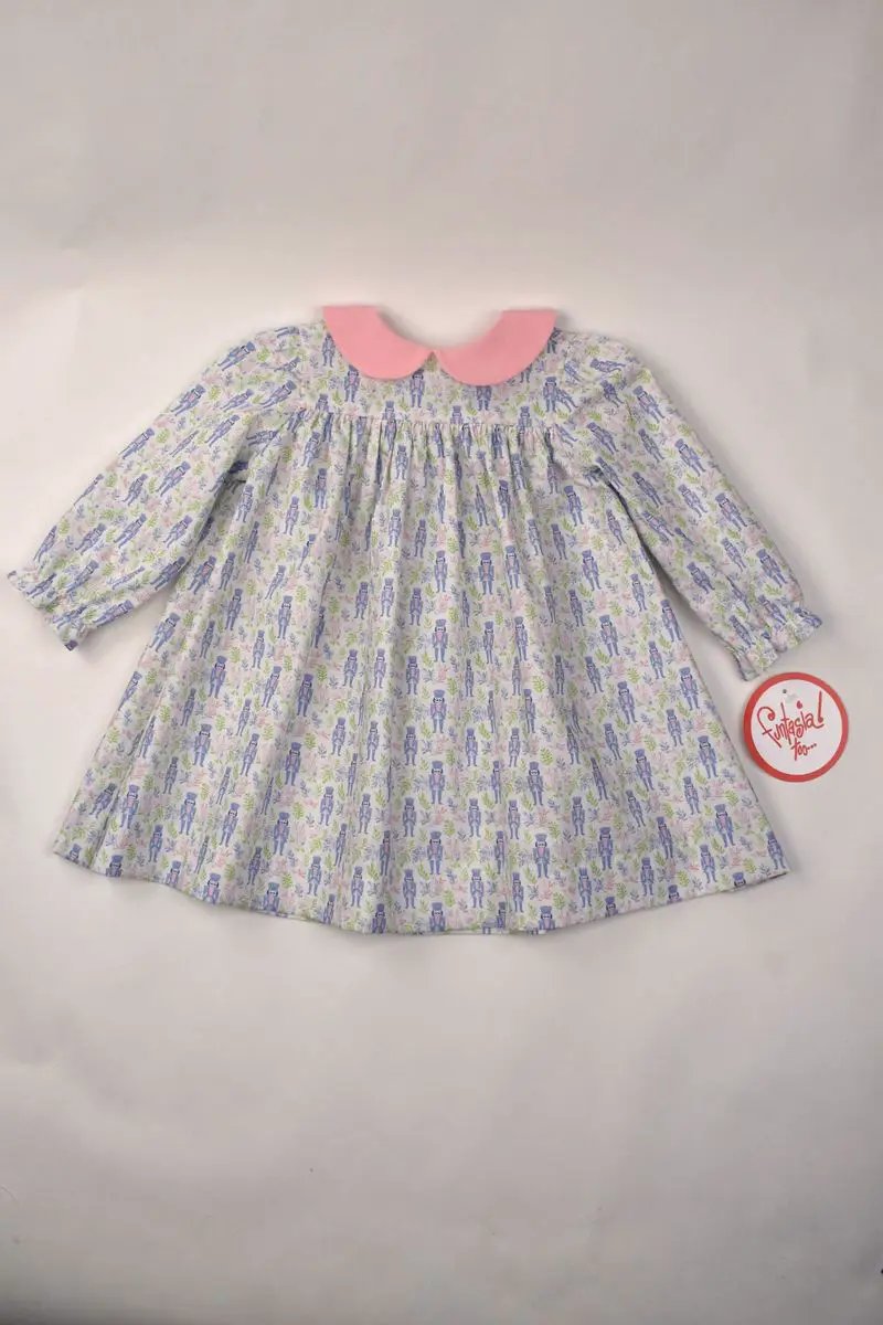 Funtasia Too Girls Christmas Nutcracker Print Float Dress - Pink Collar