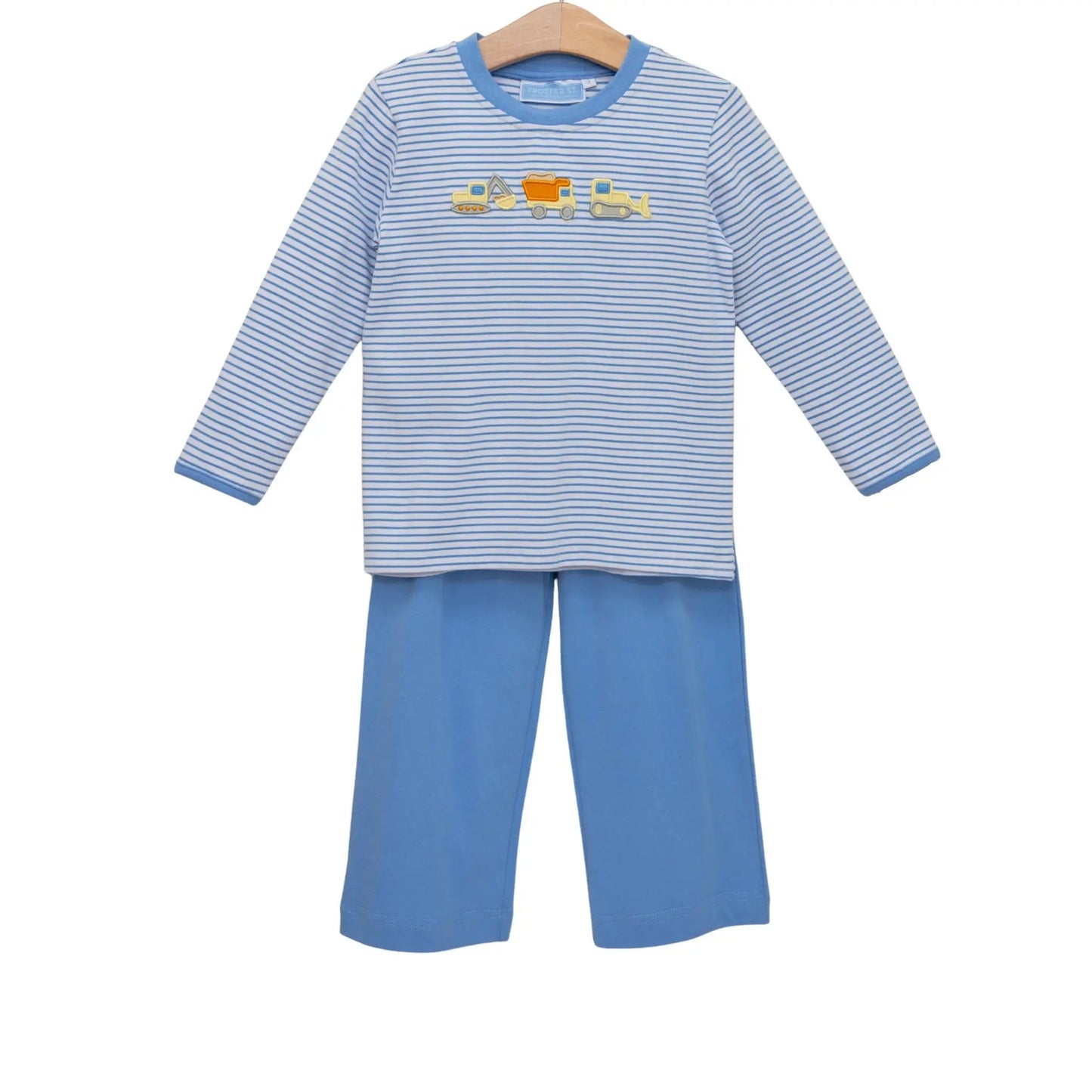 Trotter Street Kids Boys Blue Construction Trucks Pant Set