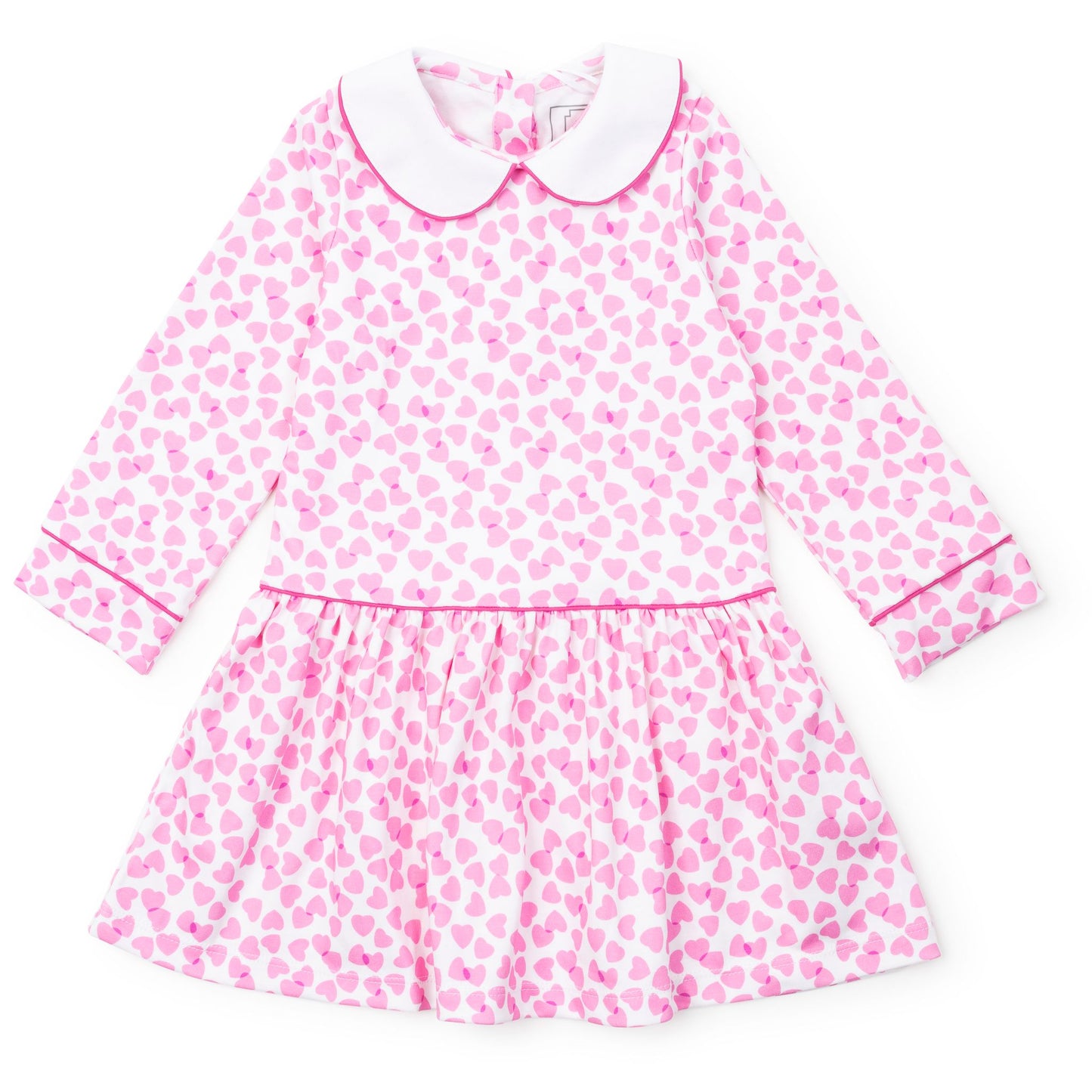Lila & Hayes Girls Lillian Dress - Peter Pan Collar - Pink Confetti Hearts by Lila & Hayes