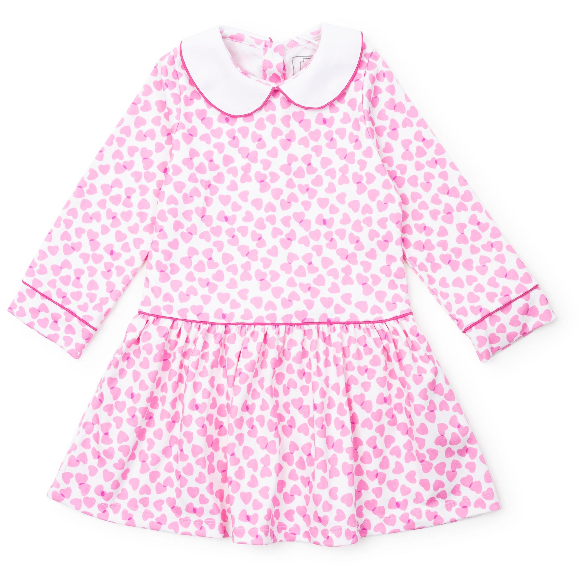 Lila & Hayes Girls Lillian Dress - Peter Pan Collar - Pink Confetti Hearts