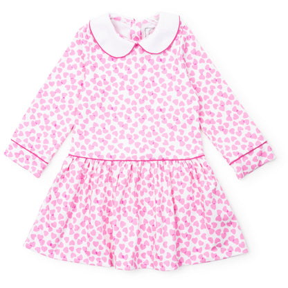 Lila & Hayes Girls Lillian Dress - Peter Pan Collar - Pink Confetti Hearts by Lila & Hayes