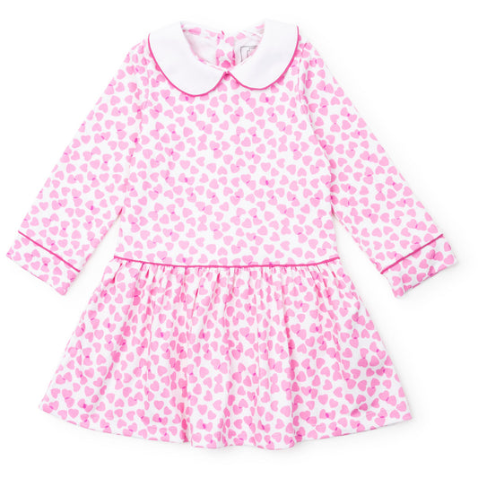 Lila & Hayes Girls Lillian Dress - Peter Pan Collar - Pink Confetti Hearts by Lila & Hayes