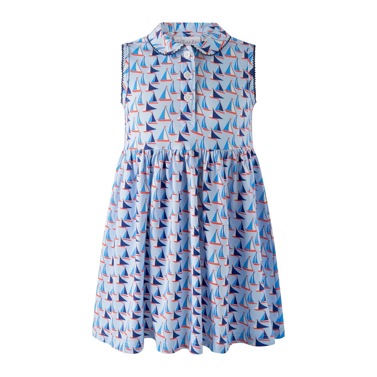Rachel Riley London Girls Blue Sailboat Jersey Dress