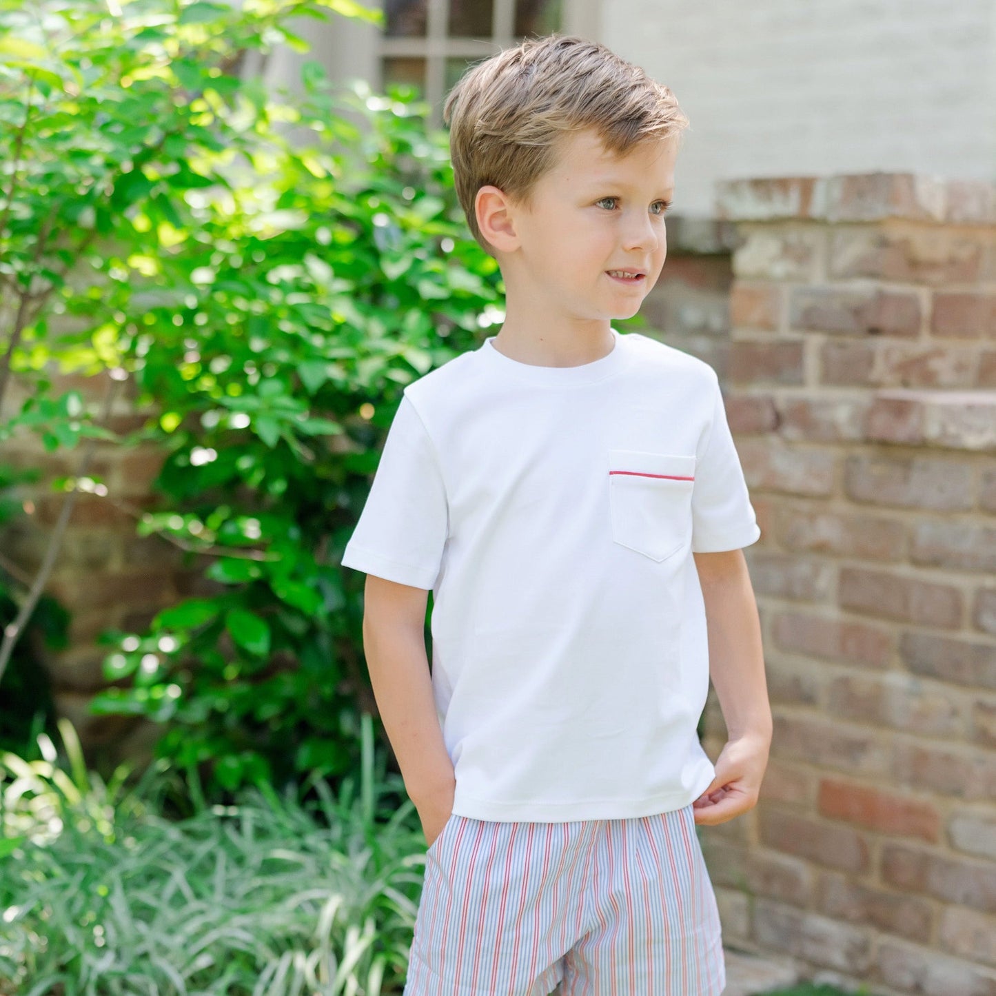 Lila & Hayes Boys Hudson Shorts Set - Patriotic Liberty Stripes by Lila & Hayes