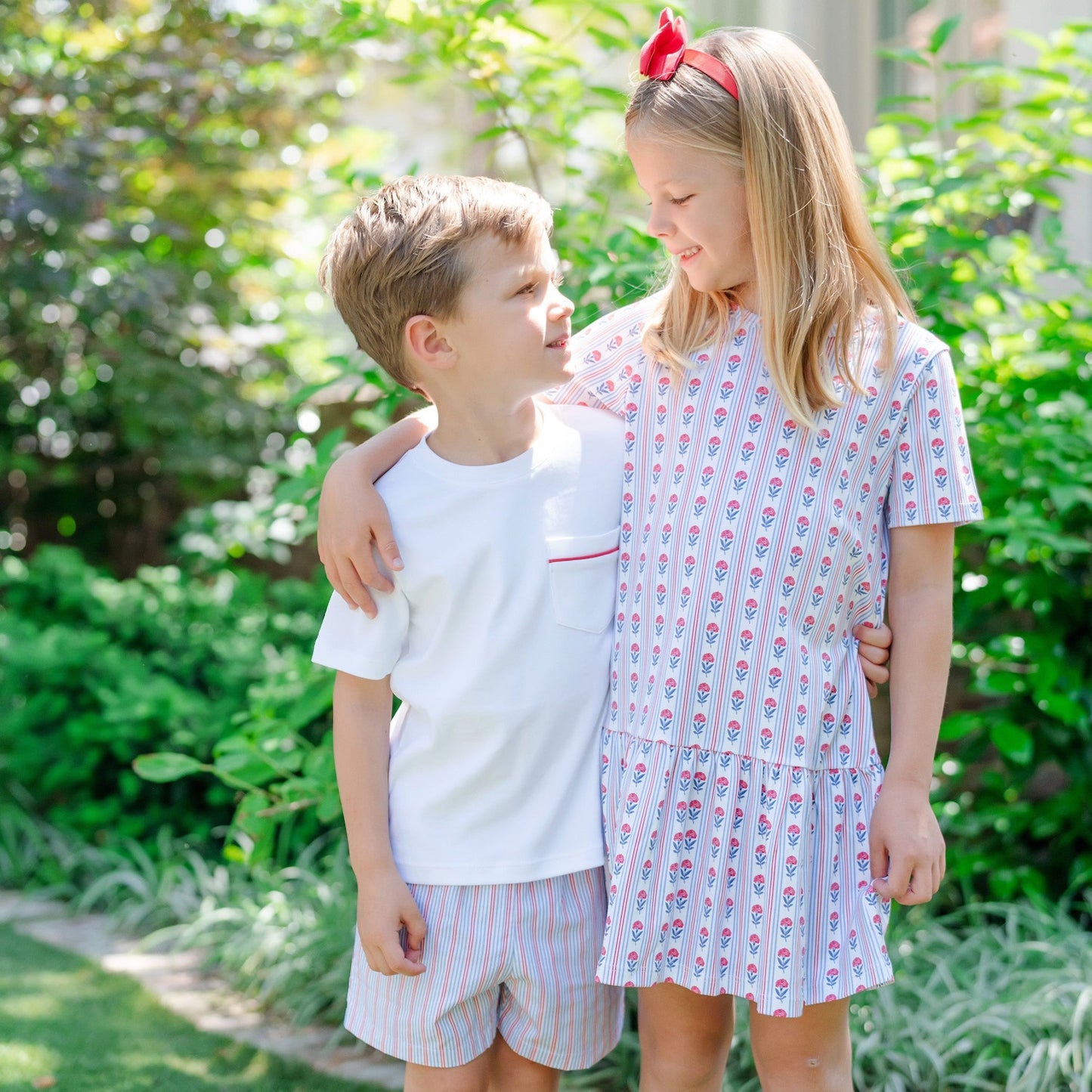 Lila & Hayes Boys Hudson Shorts Set - Patriotic Liberty Stripes by Lila & Hayes