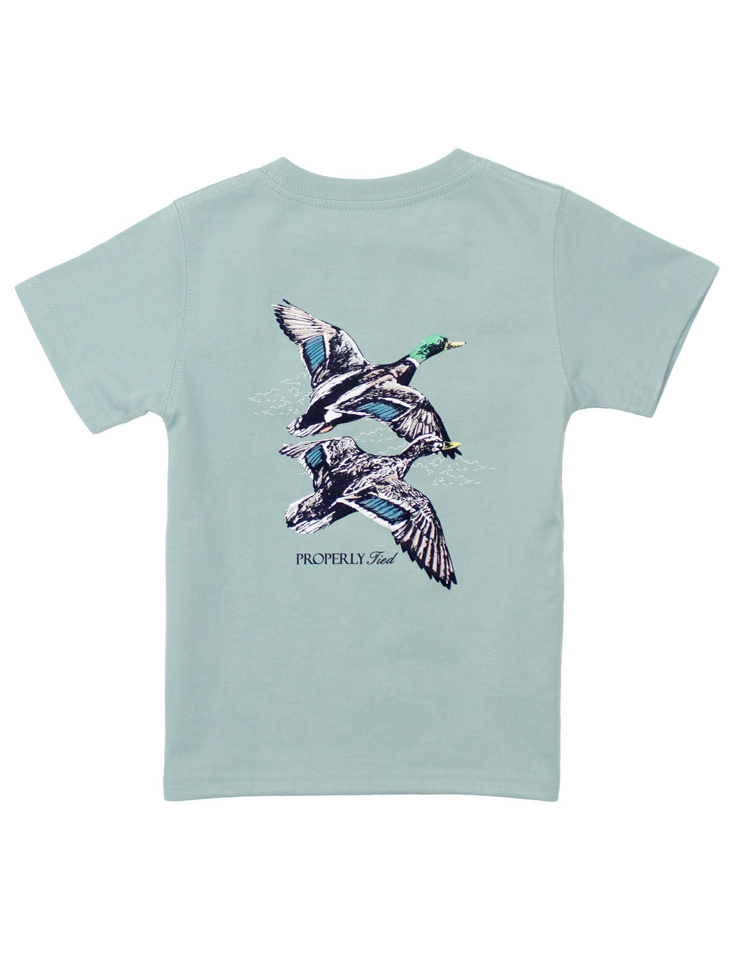 Properly Tied Boys Tee Shirt - Migration on Marine Mist