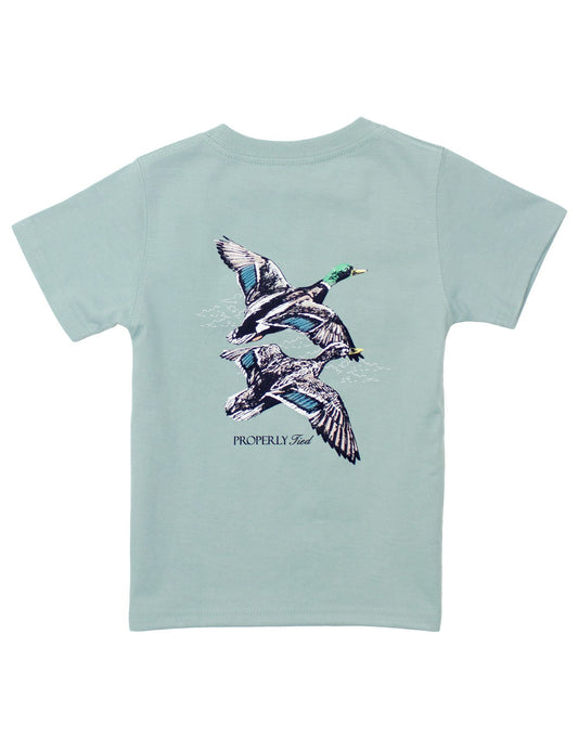 Properly Tied Boys Tee Shirt - Migration on Marine Mist by Properly Tied
