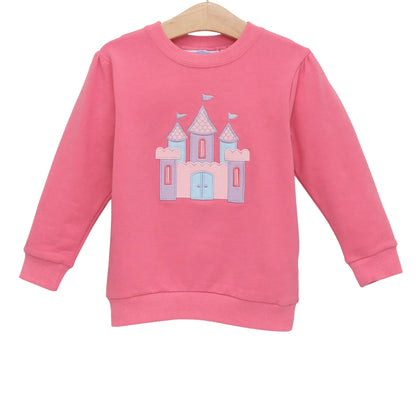 Trotter Street Kids Girls Pink French Terry Pullover - Castle