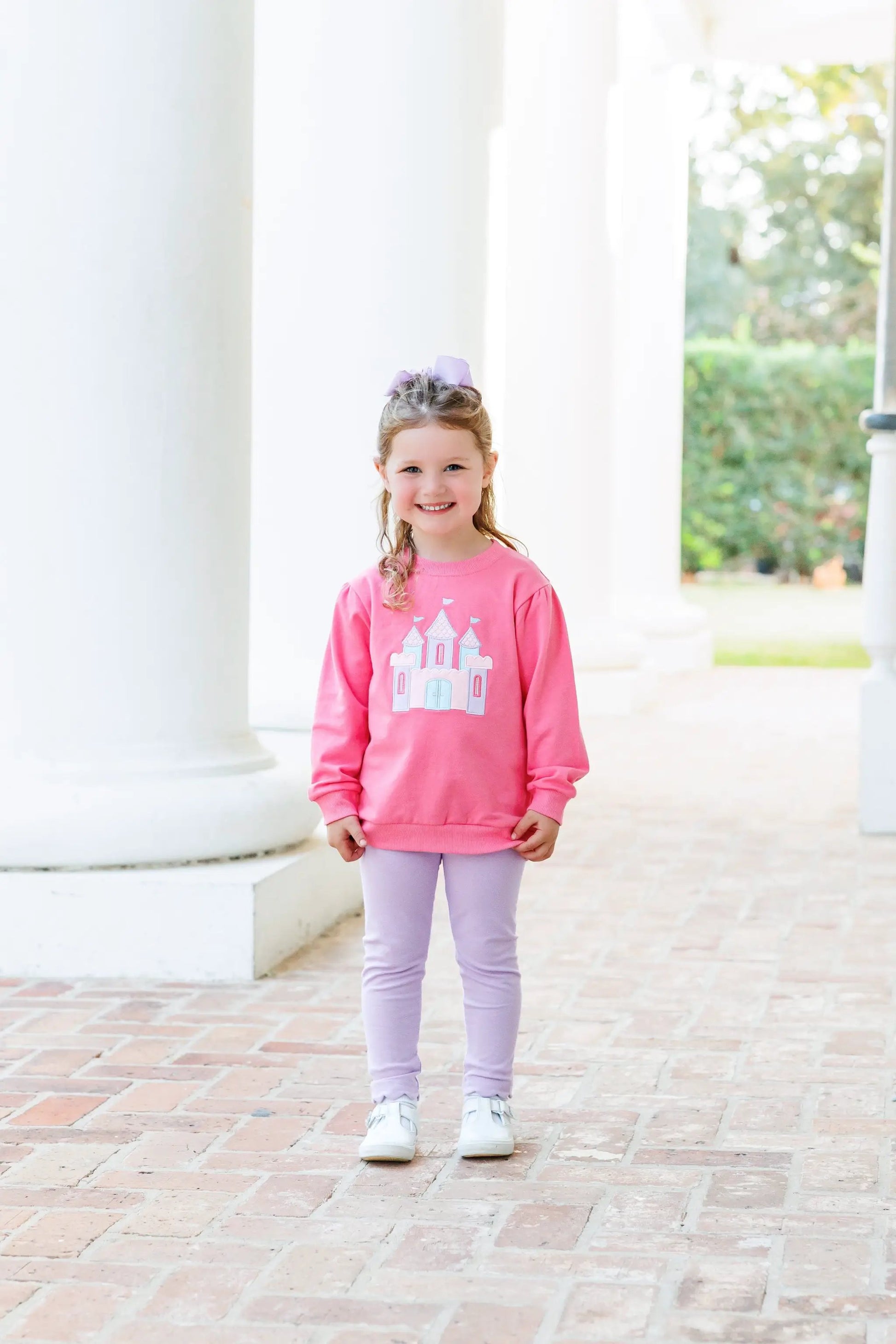 Trotter Street Kids Girls Pink French Terry Pullover - Castle