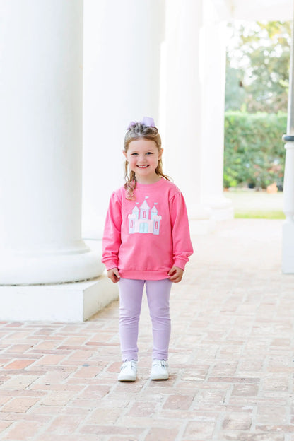 Trotter Street Kids Girls Pink French Terry Pullover - Castle