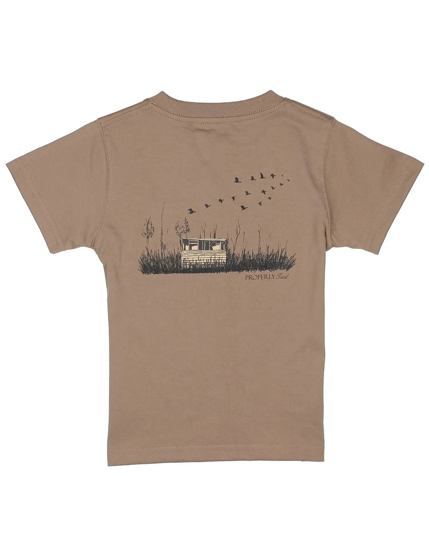 Properly Tied Boys Walnut Brown Duck Blind Short Sleeve Shirt