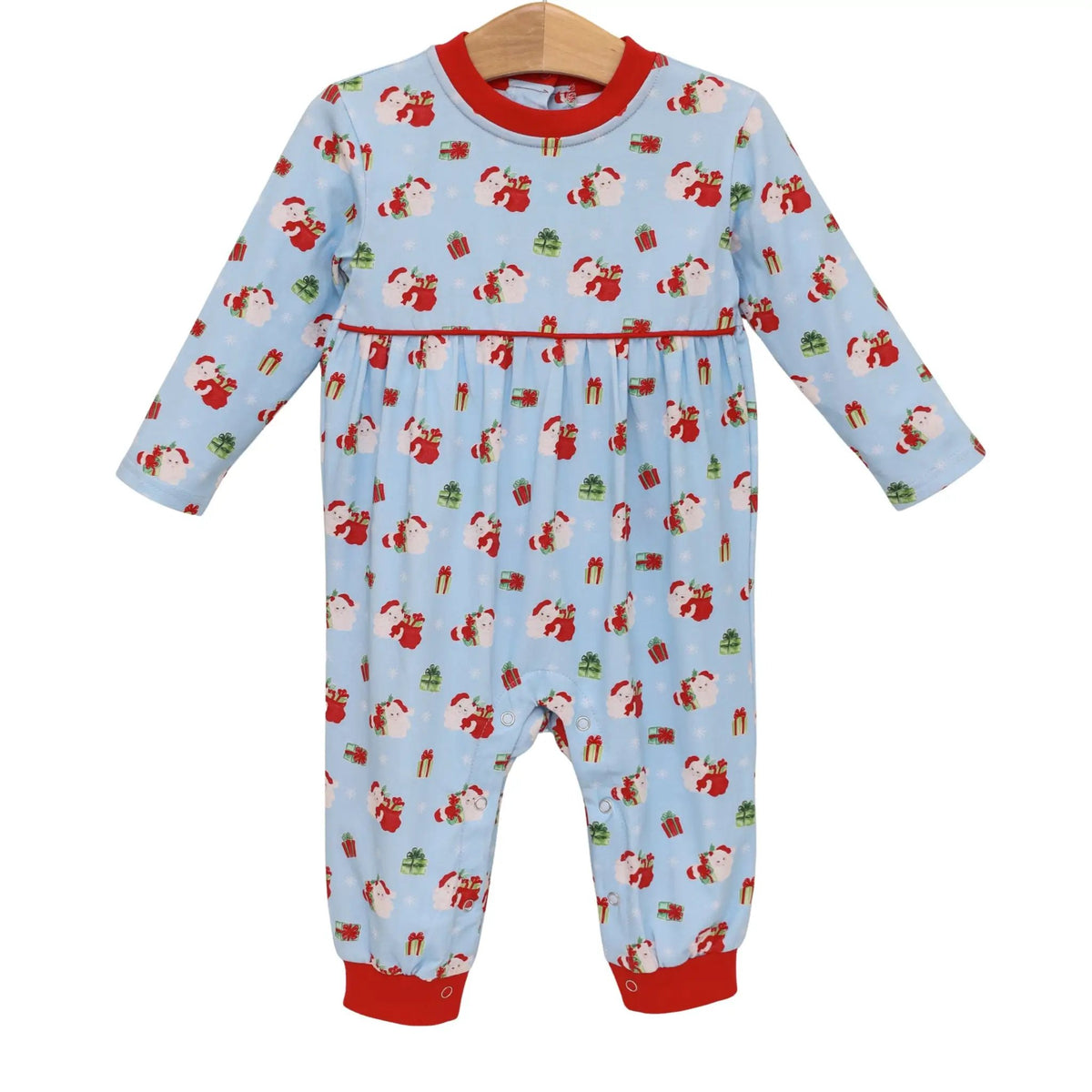 Trotter Street Kids Boys Blue Santa's Workshop Romper by Trotter Street Kids