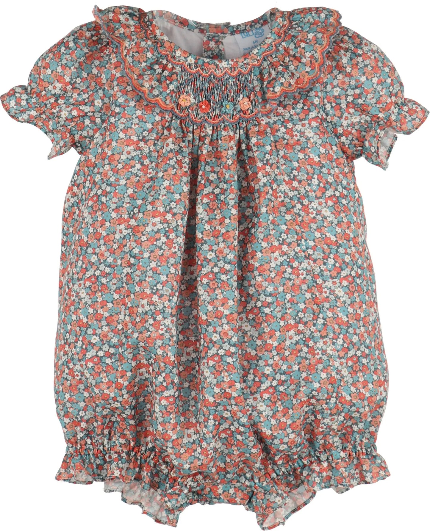 Luli & Me Girls Floral Vintage Bubble - Blue by Luli & Me