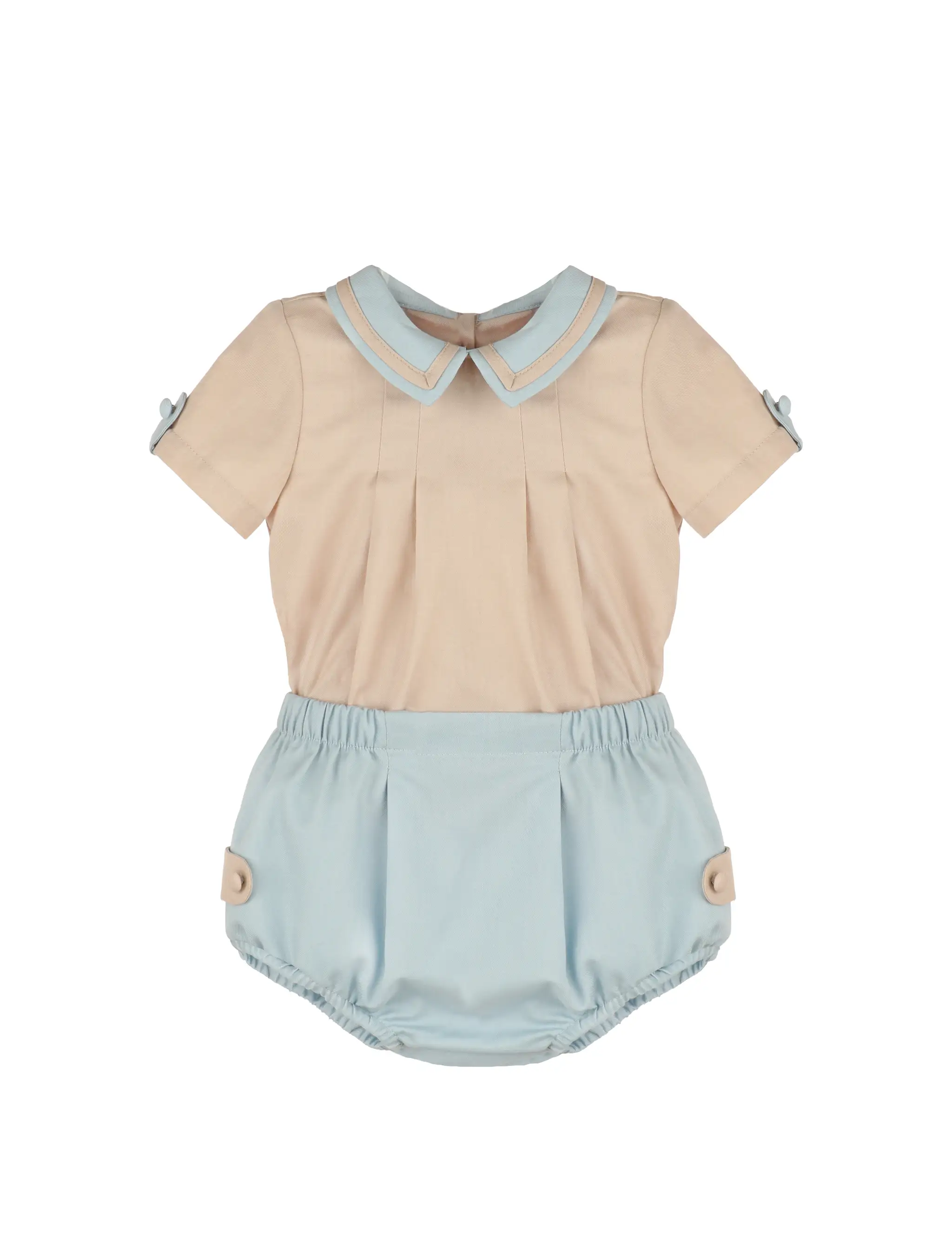 Sophie & Lucas Boys Oatmeal & Chambray Short Set