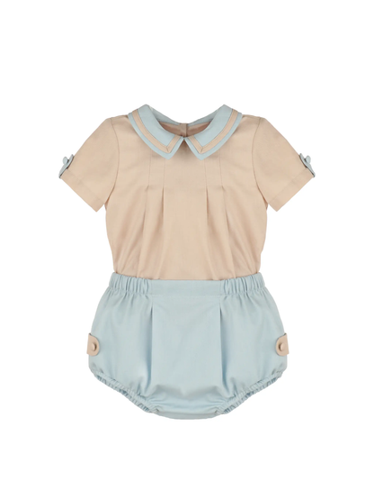 Sophie & Lucas Boys Oatmeal & Chambray Short Set