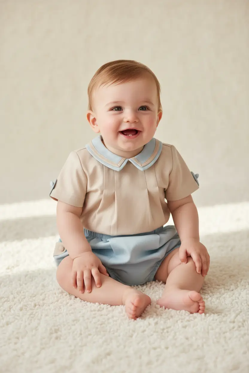 Sophie & Lucas Boys Oatmeal & Chambray Short Set