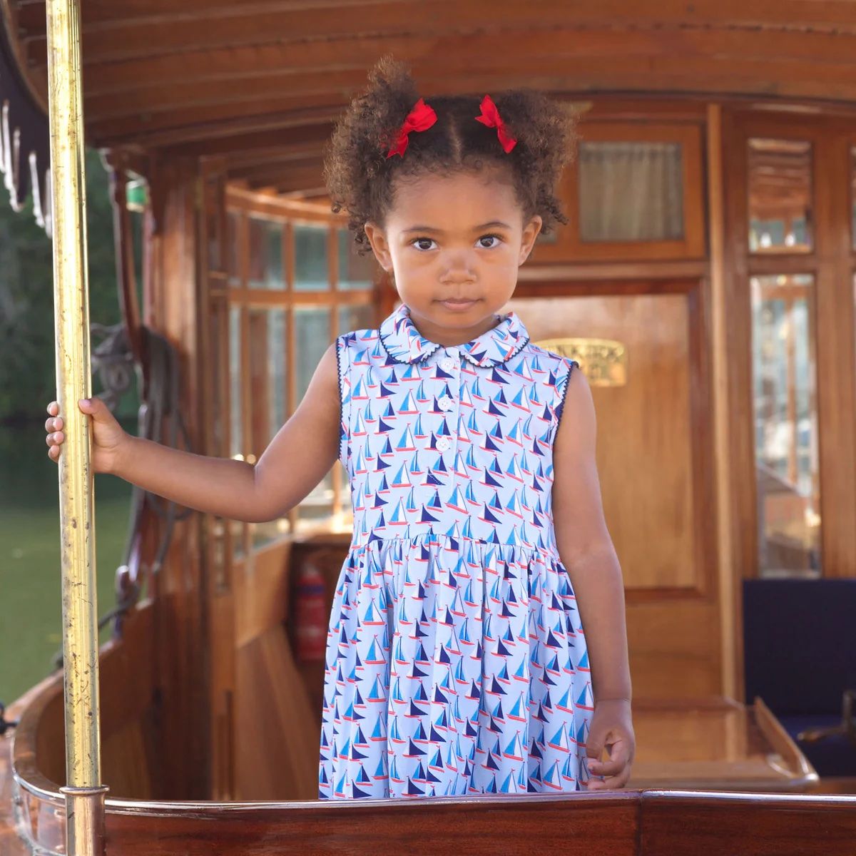 Rachel Riley London Girls Blue Sailboat Jersey Dress
