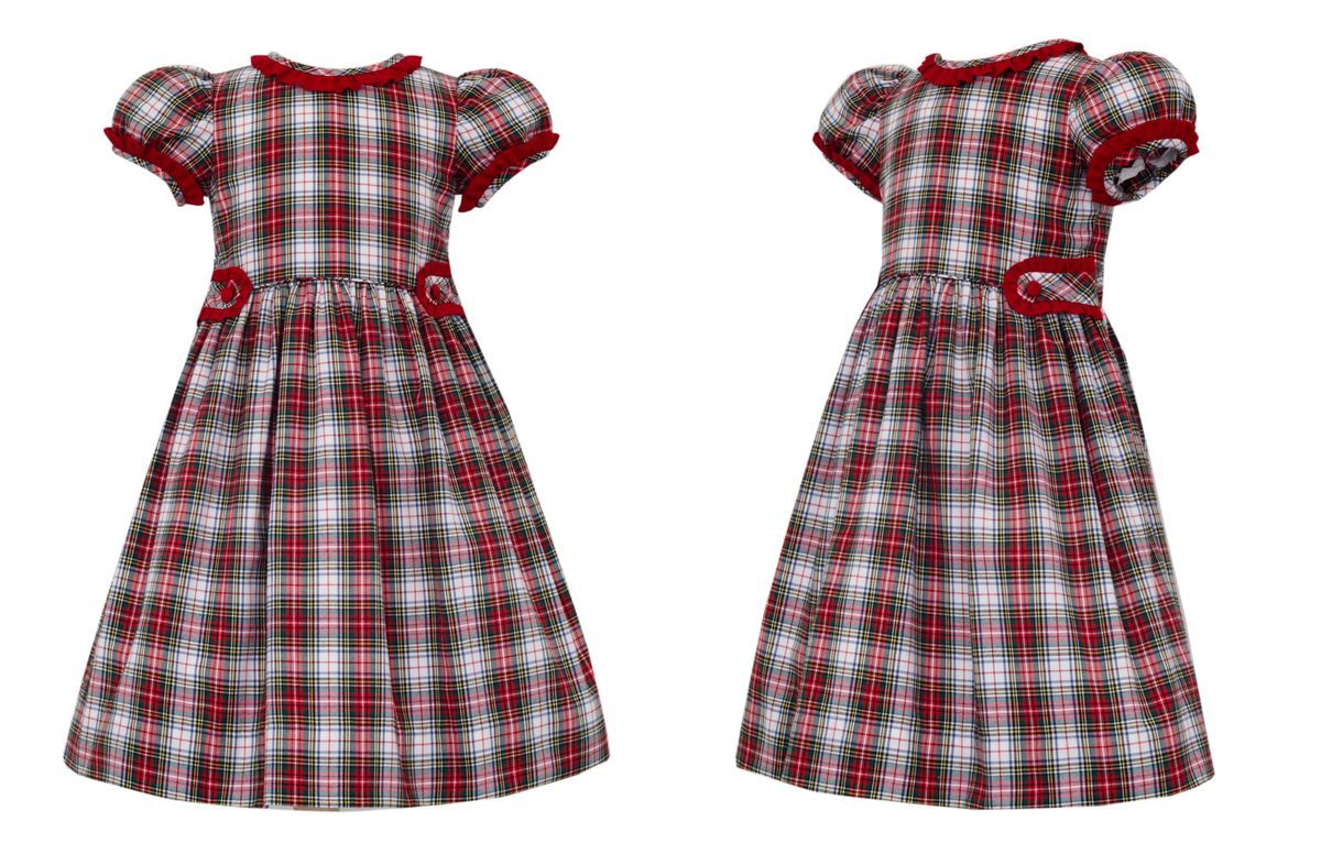 Claire & Charlie Girls Red Holiday Tartan Dress with Ruffles Trim by Claire & Charlie