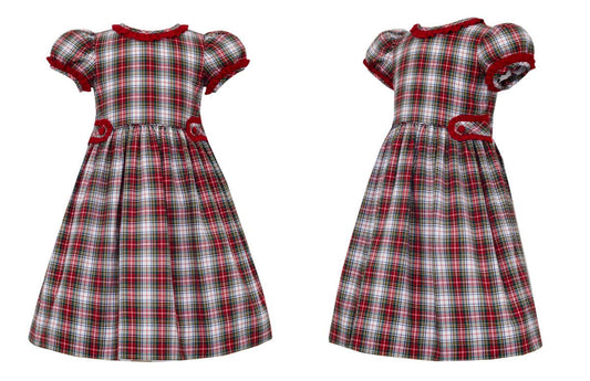 Claire & Charlie Girls Red Holiday Tartan Dress with Ruffles Trim by Claire & Charlie