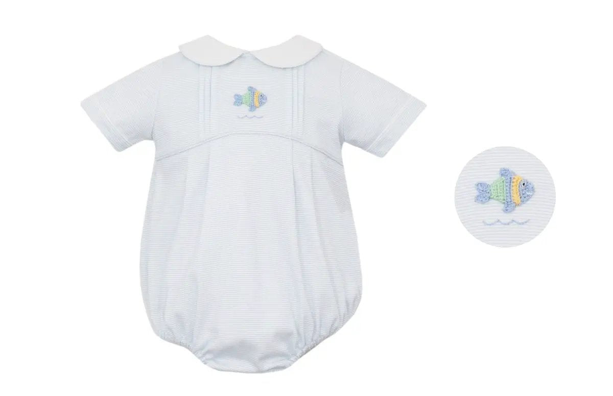 Petit Bebe Knits Boys Light Blue Knit Stripe Fish Bubble