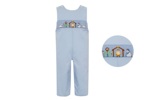Petit Bebe Boys Blue Pique Holiday Nativity Scene Longall by Petit Bebe