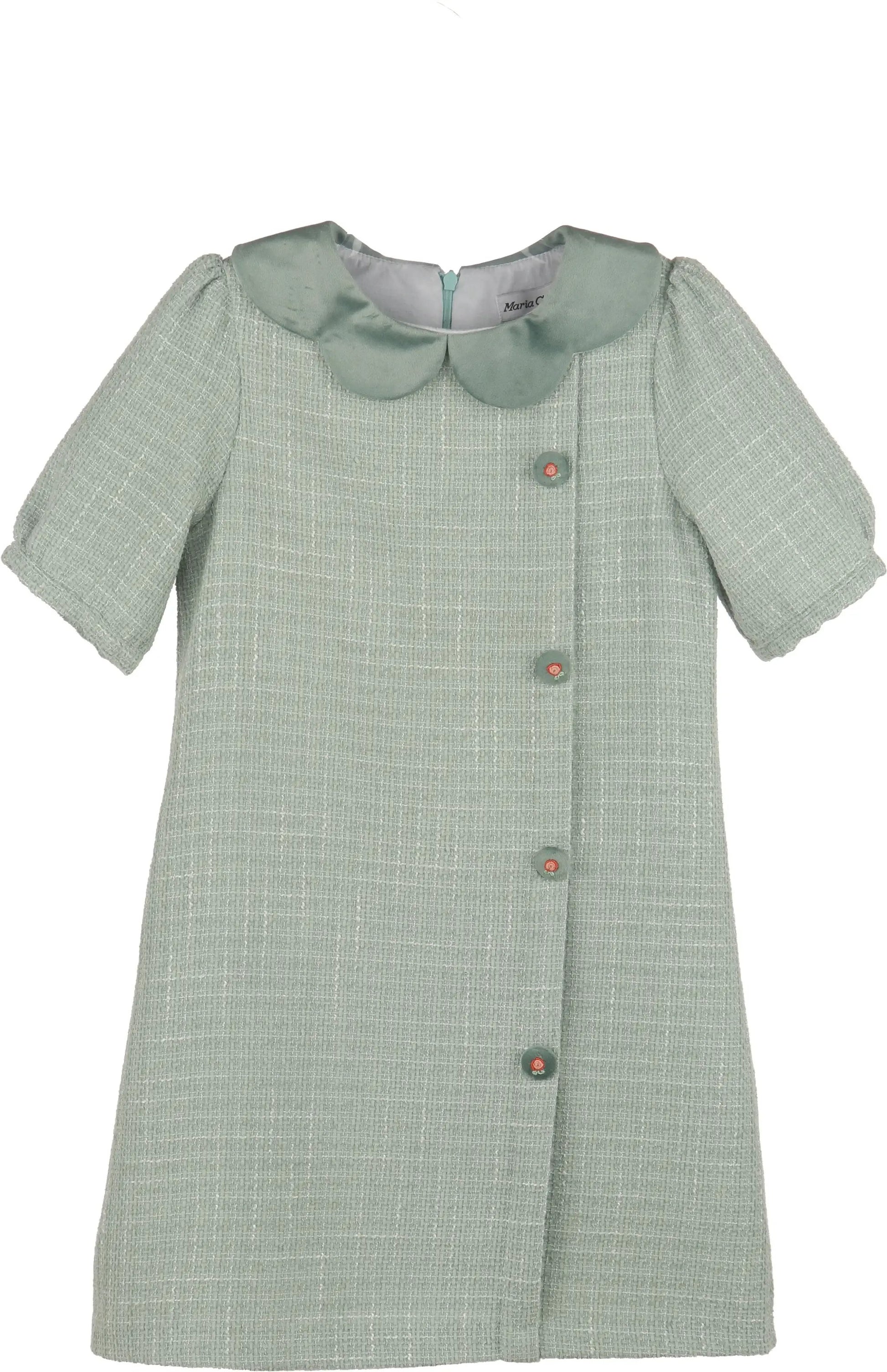 Luli & Me Girls Green Chanel Shift Dress