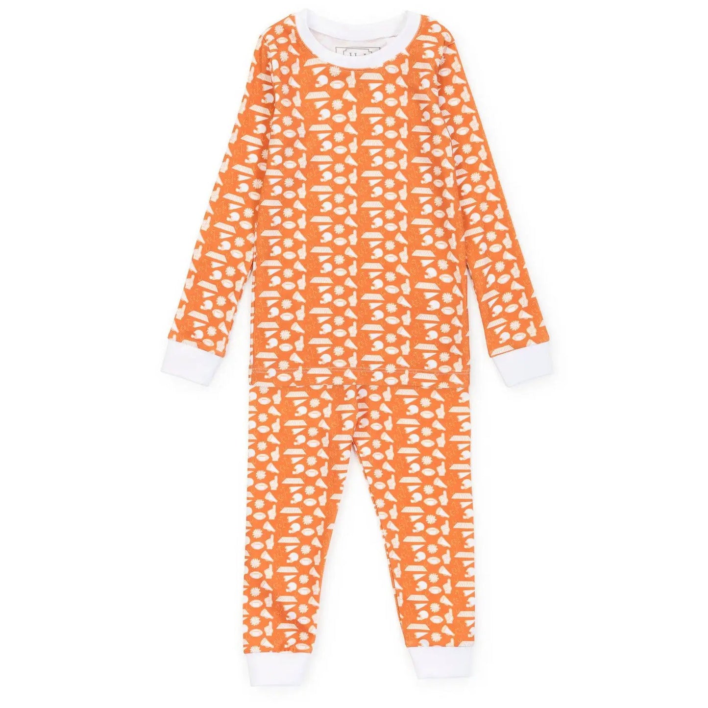 Lila & Hayes Boys Grayson Pajamas Set - Football Pep Rally - Orange