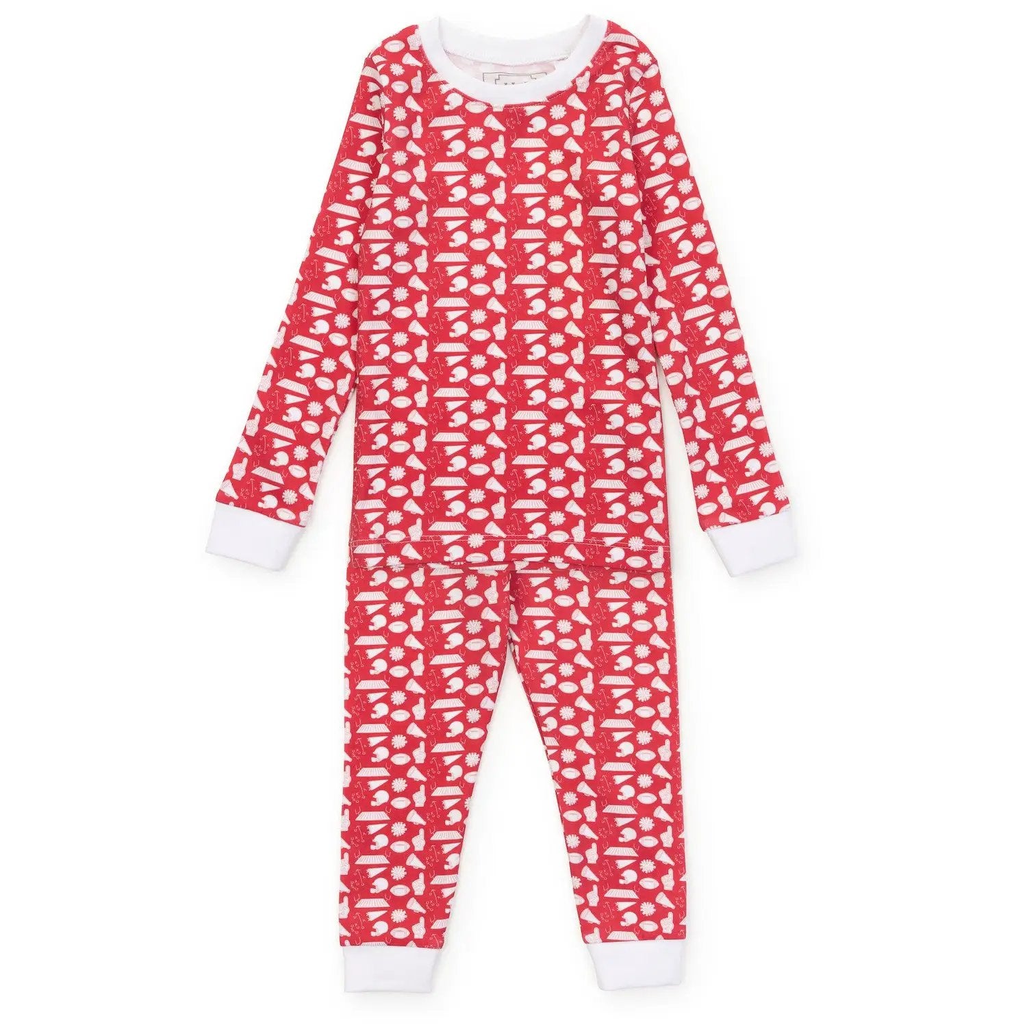Lila & Hayes Boys Grayson Pajamas Set - Football Pep Rally - Red