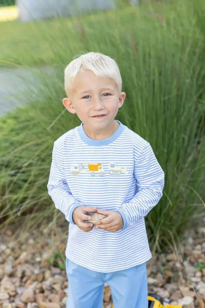 Trotter Street Kids Boys Blue Construction Trucks Pant Set