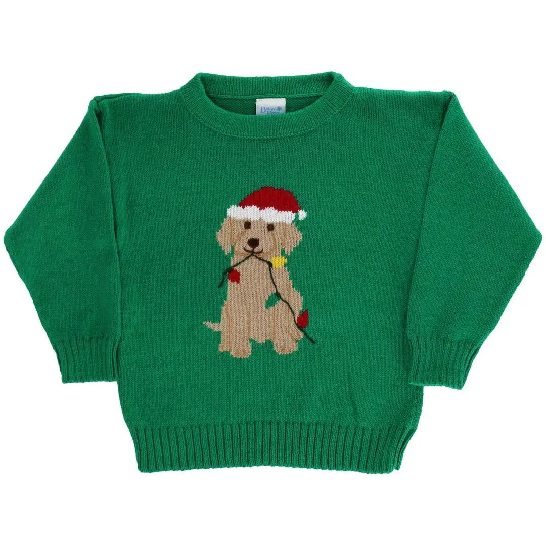 Bailey Boys Christmas Lab Crew Neck Sweater - Green