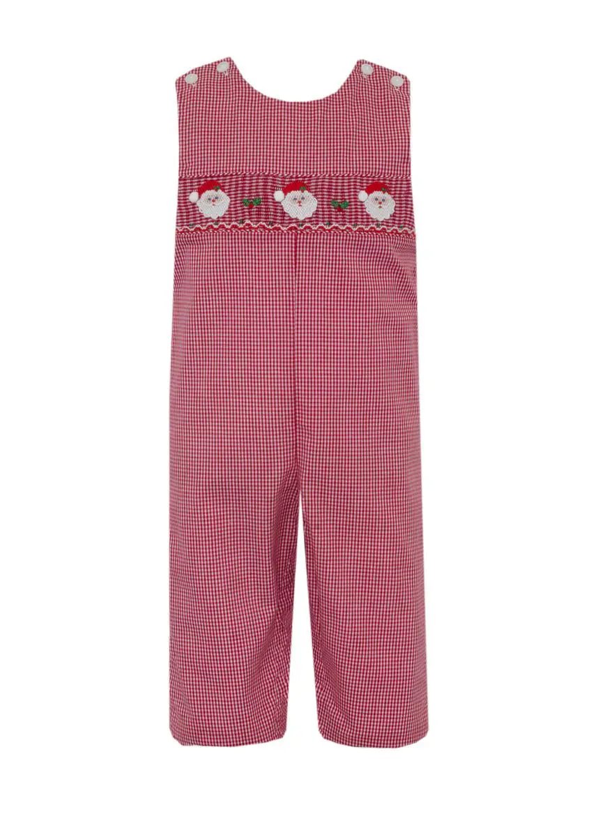 Petit Bebe Boys Red Santa Face Gingham Longall by Petit Bebe
